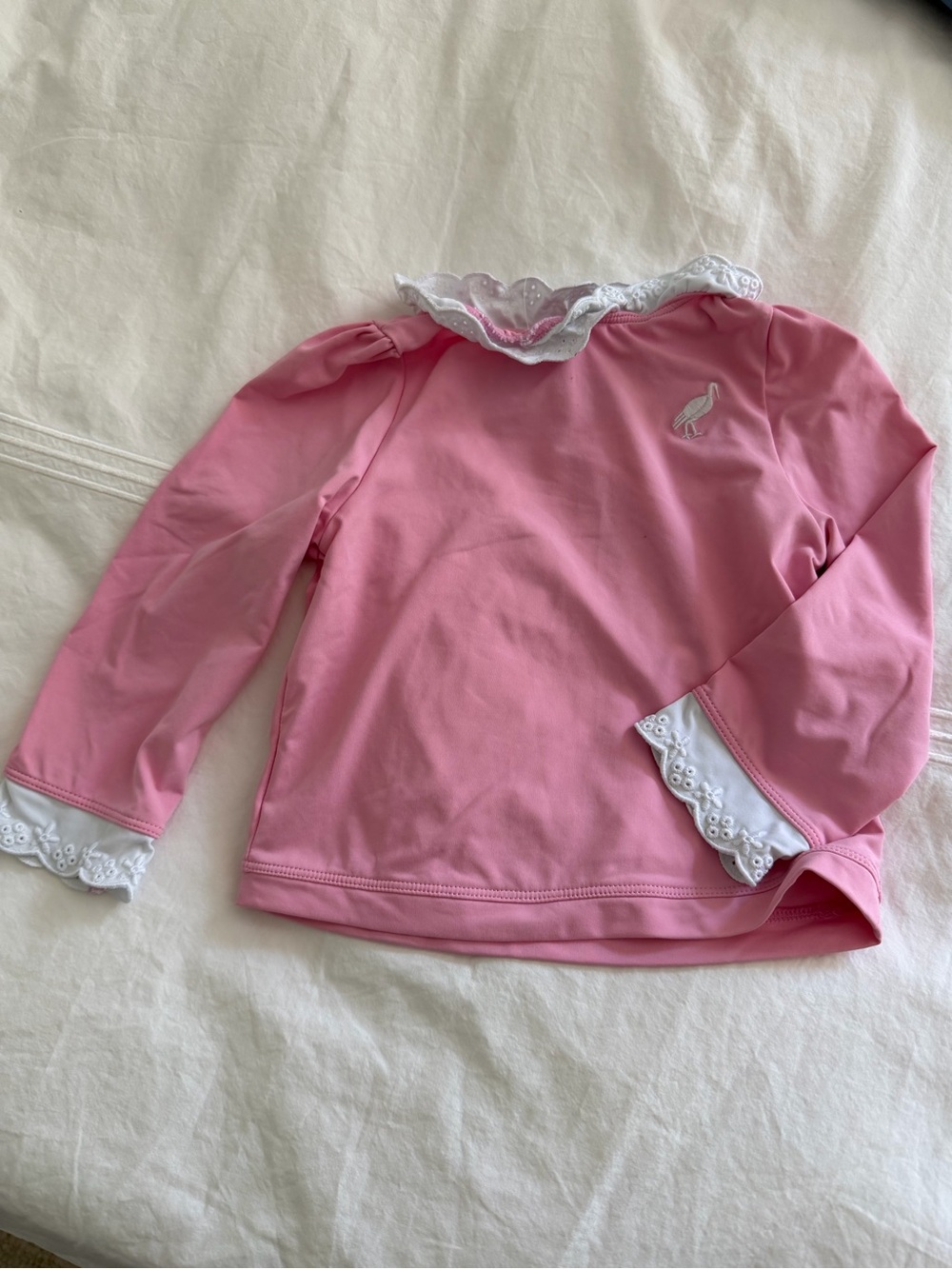 Pink Long Sleeve Top with Eyelet Trim